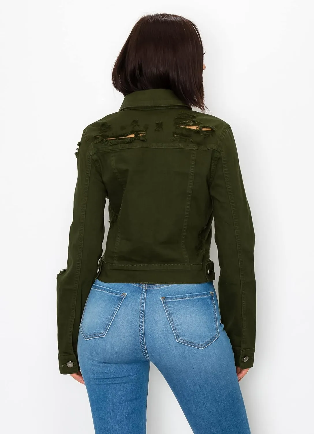Aphrodite Denim Jacket for Women - Casual Fashion Stretch Button Down Stretch Trucker Jean Outwear