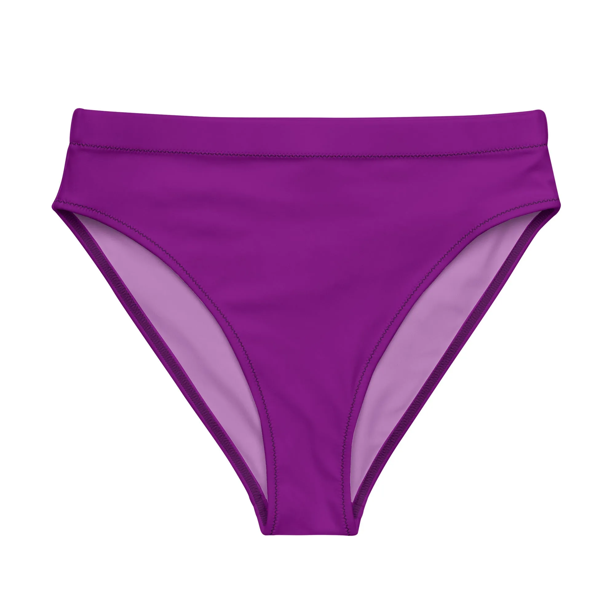 Asexual Solid High-Waisted Athletic Bikini Bottom