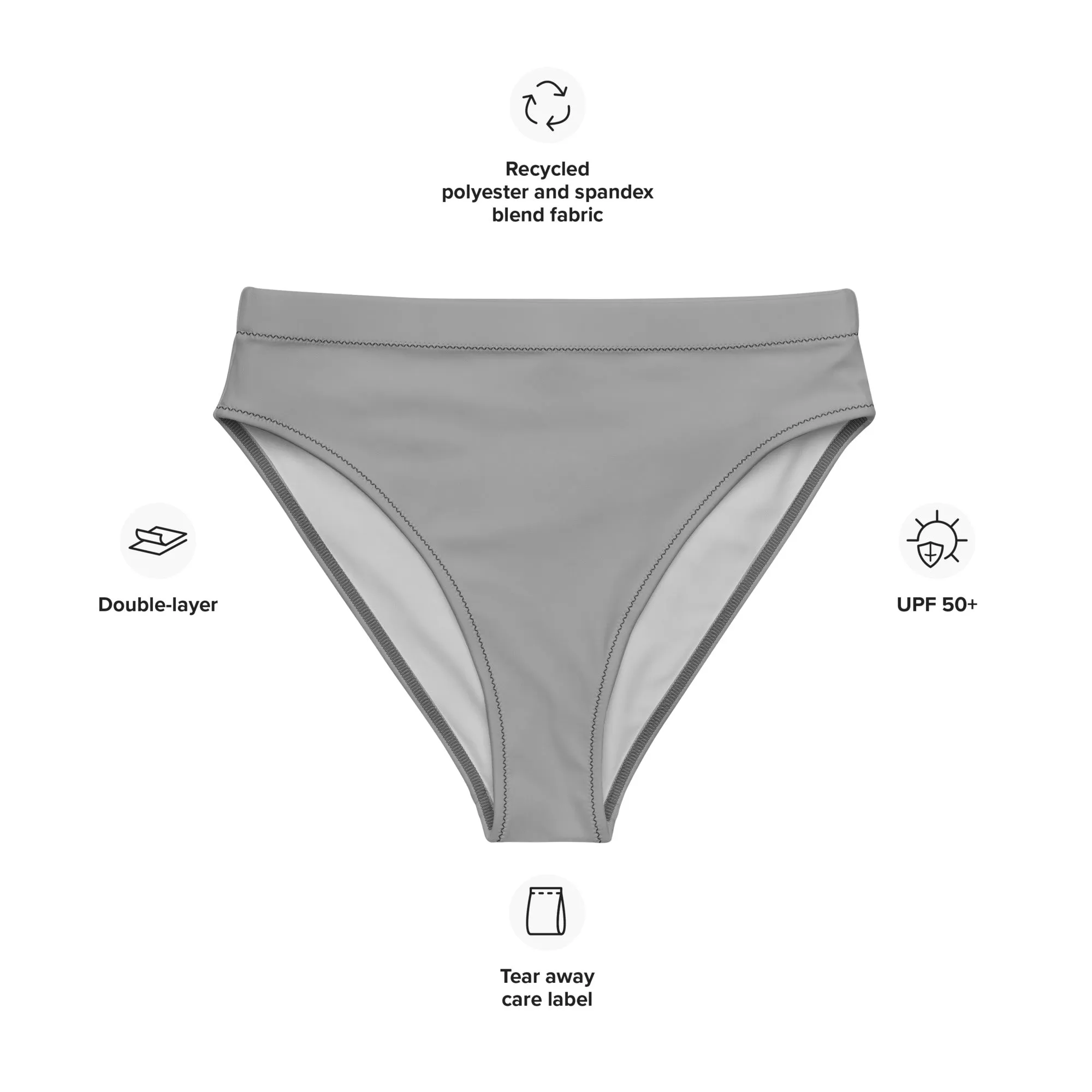 Asexual Solid High-Waisted Athletic Bikini Bottom