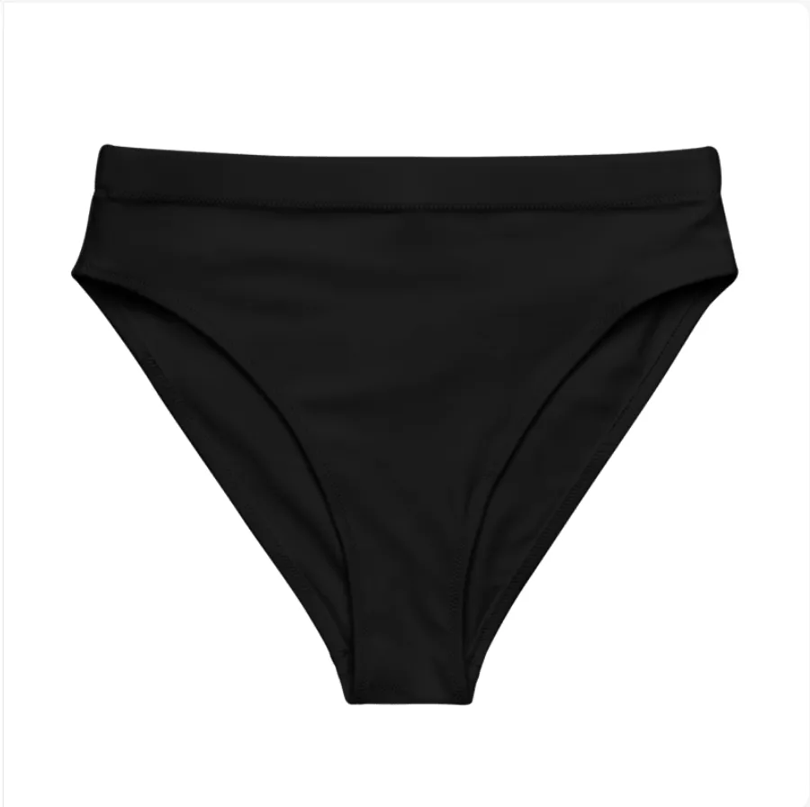 Asexual Solid High-Waisted Athletic Bikini Bottom