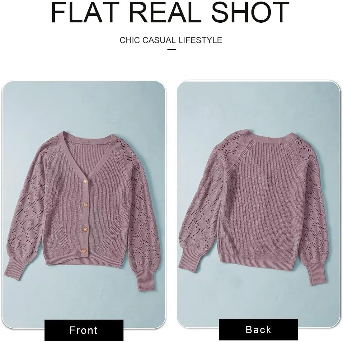 Astylish Women Long Sleeve Open Front Knit Button Down Cardigan Sweaters