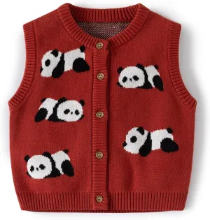 Baby Boy Girl Knit Sweater Vest Toddler Cardigan Waistcoat,Adorable Panda