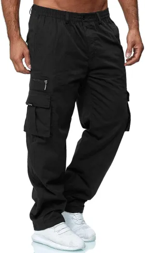 Baggy Cargo Pants MenMultiple Pockets Y2K PantsElastic Waist Cargo Pants Slim Fit Casual Trousers