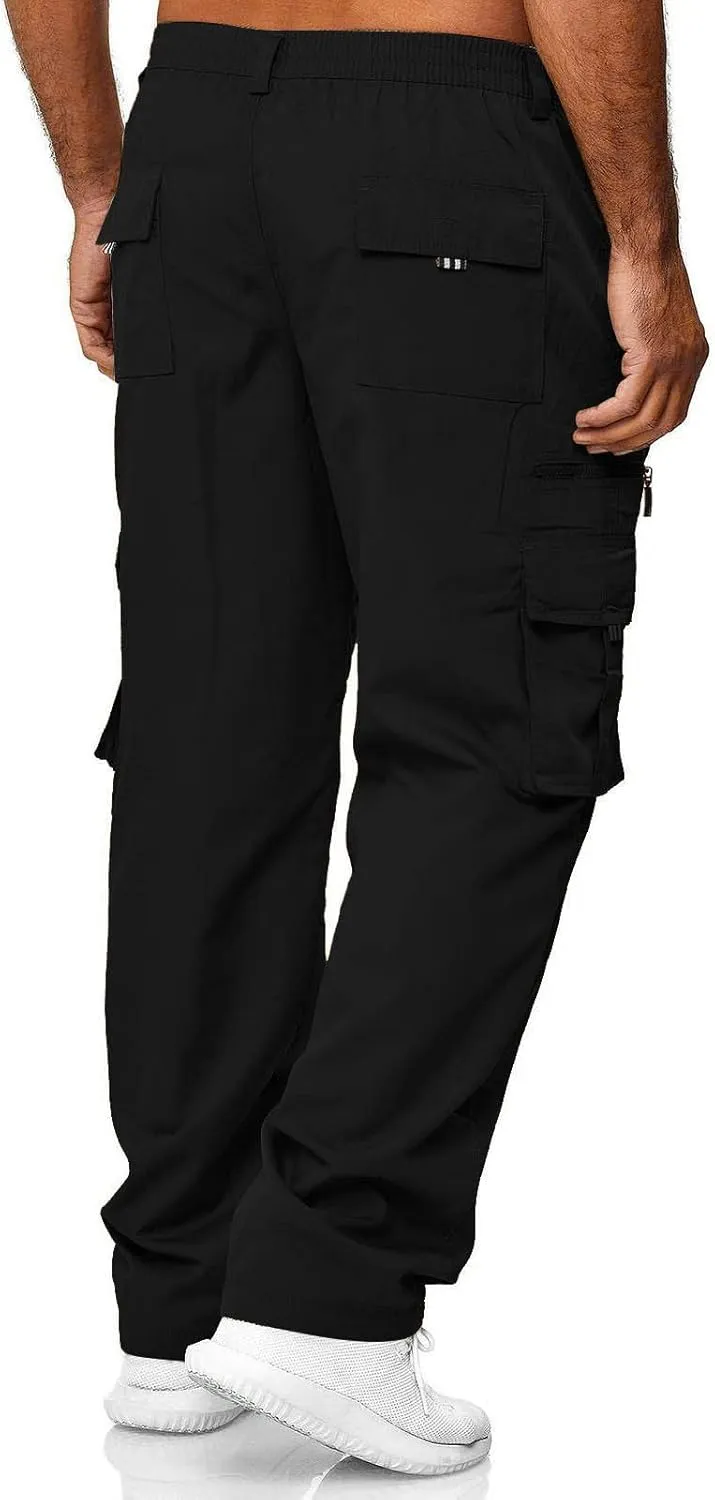 Baggy Cargo Pants MenMultiple Pockets Y2K PantsElastic Waist Cargo Pants Slim Fit Casual Trousers