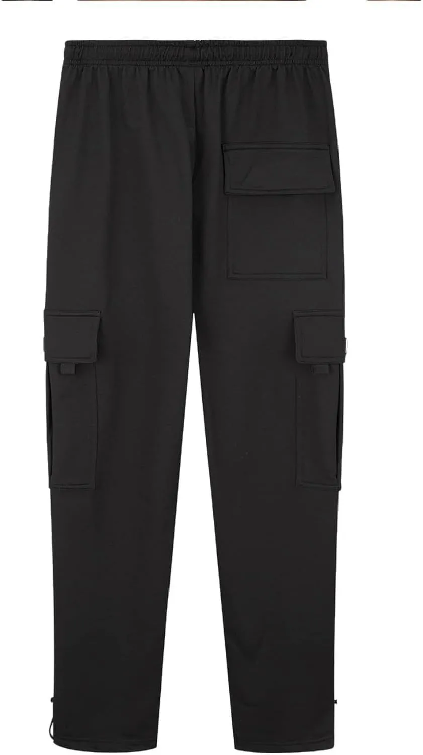 Baggy Sweatpants Men Casual Comfy Open Bottom Cargo Pants Outdoor Adjustable Bottom Joggers Multi Pockets Streetwear