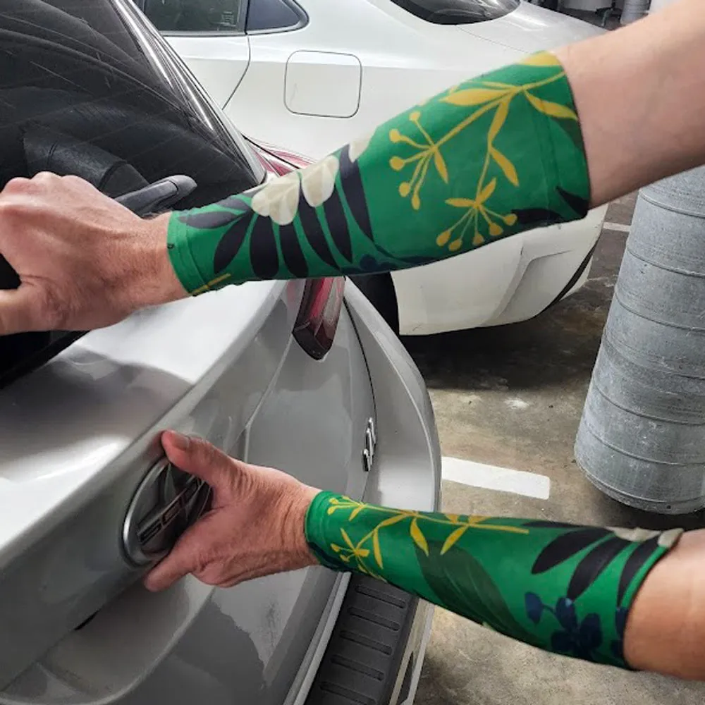 Banyan Green Pattern Forearm Sleeves for Thin Skin