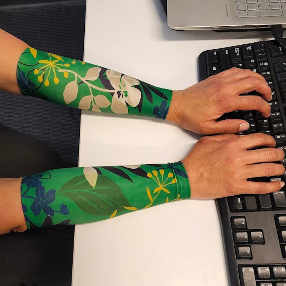 Banyan Green Pattern Forearm Sleeves for Thin Skin