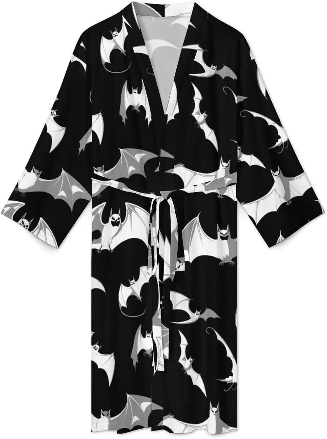 Bat Halloween Men's Bathrobes Soft Long Robe Lightweight Nightgown Sleepwear Loungewear