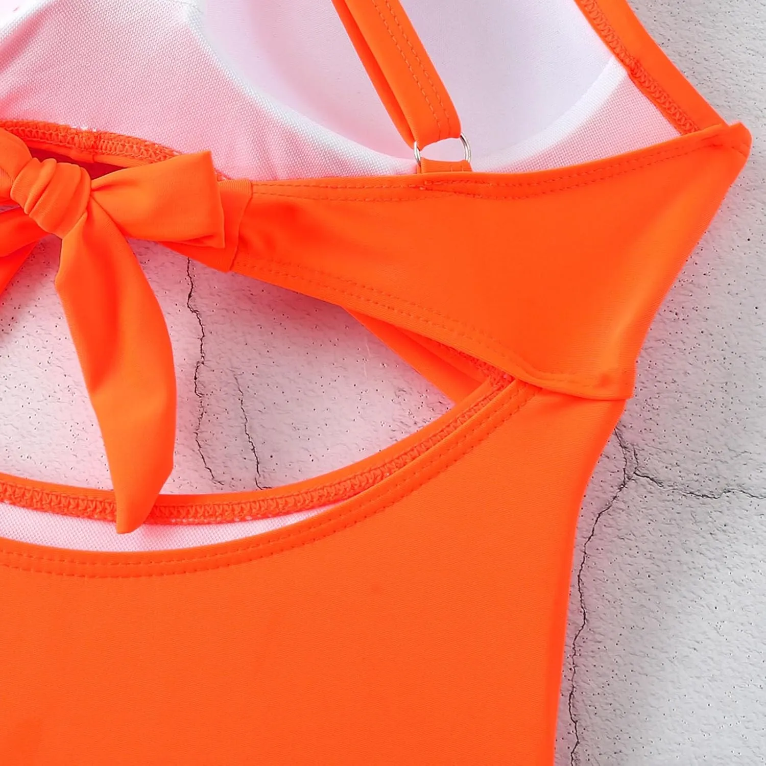Bathing Suit for Women One Piece Tummy Control Keyhole Swimwear Sexy V Neck Bathing Suit Crisscross Back Self Tie