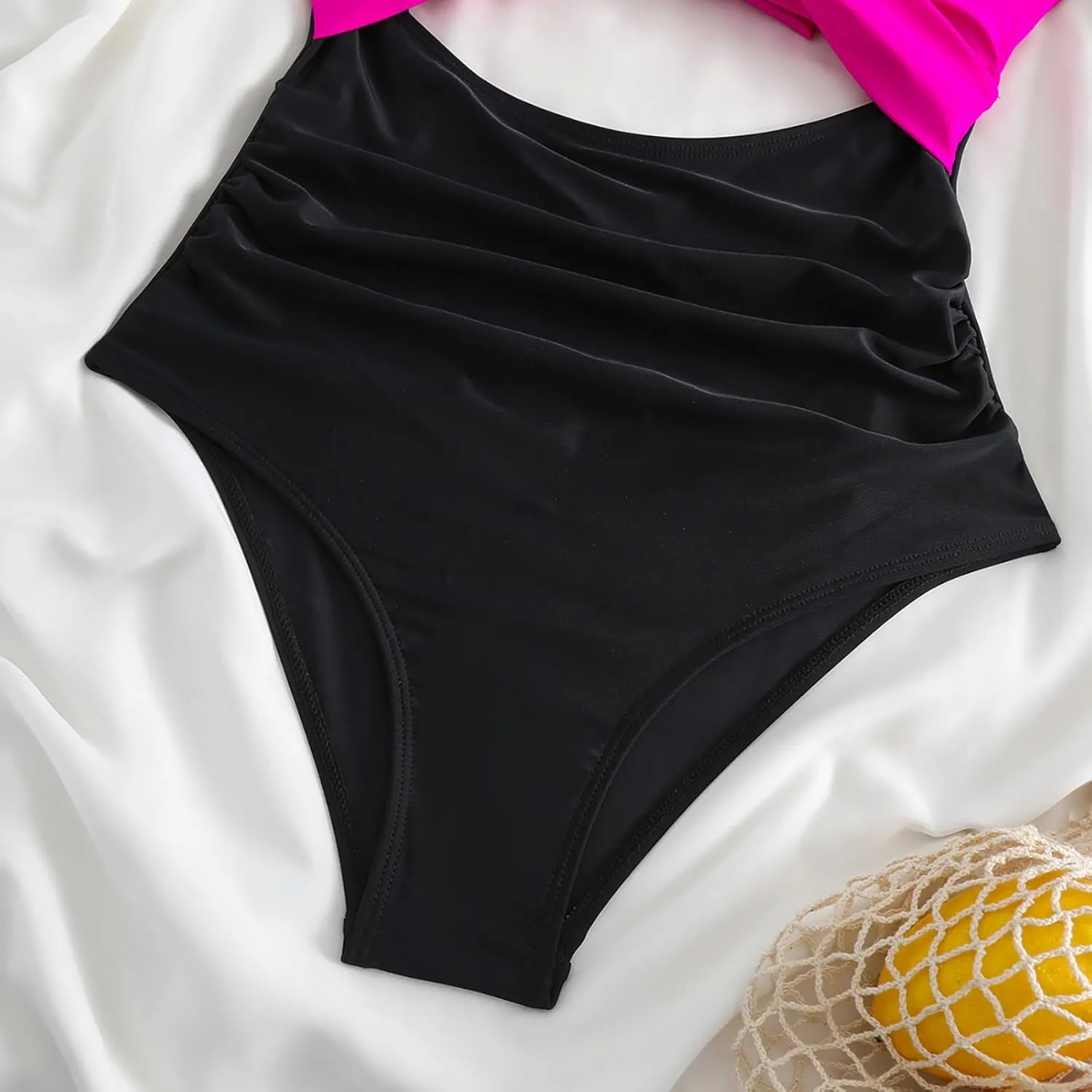 Bathing Suit for Women One Piece Tummy Control Keyhole Swimwear Sexy V Neck Bathing Suit Crisscross Back Self Tie