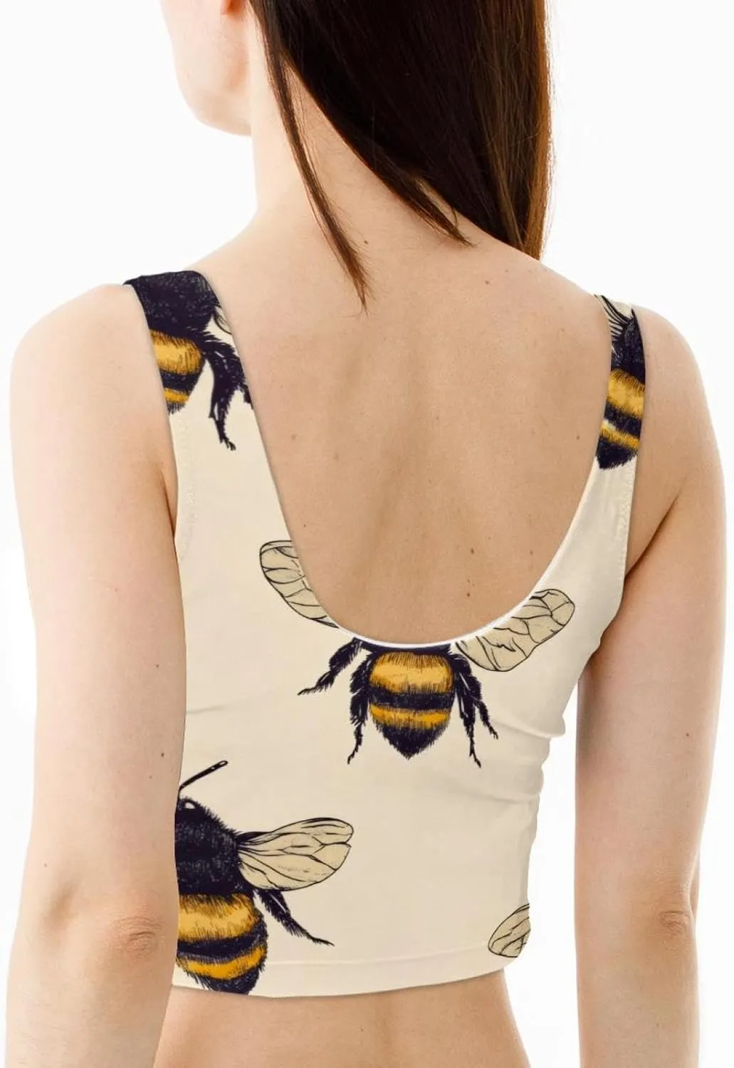 Bees Womens' Sports Bra, U Back Padded Sports Bra for Yoga Gym