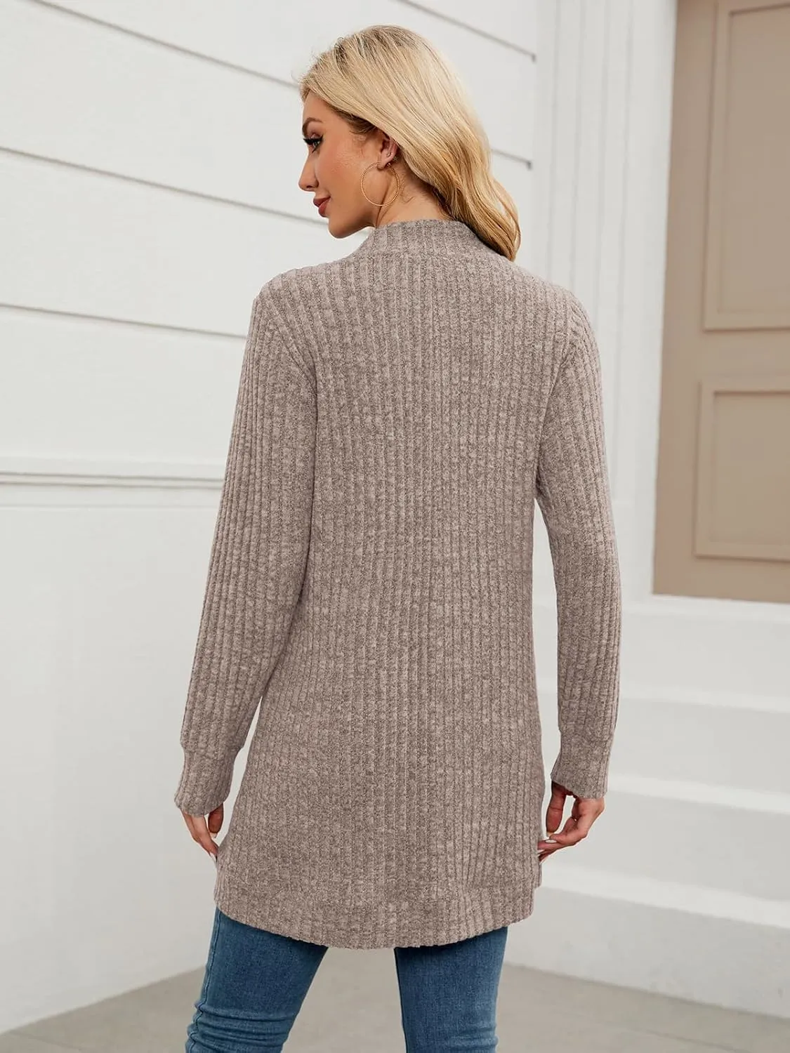 BELAROI Womens Open Front Cardigan Sweaters Casual Lightweight Outwear Long Sleeve Plus Size Tops Sweater with Pockets