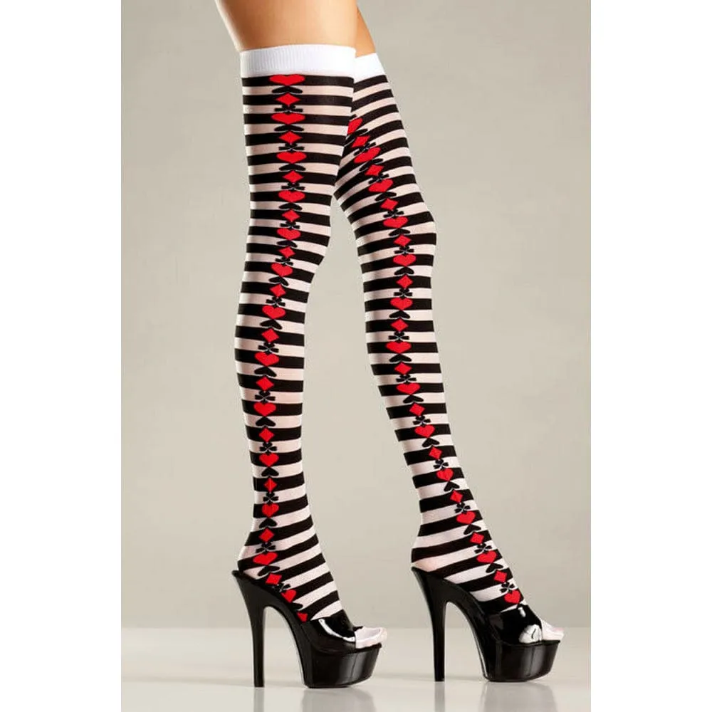 BeWicked Opaque Striped Thigh Highs With Suits