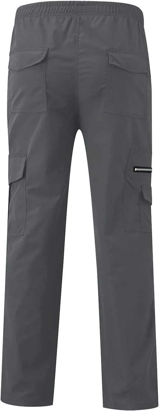 Big and Tall Cargo Pants for MenMultiple Pockets Pants Casual Elastic Waist Cargo Pants Casual Trousers