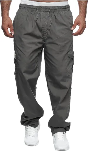 Big and Tall Cargo Pants for MenMultiple Pockets Pants Casual Elastic Waist Cargo Pants Casual Trousers