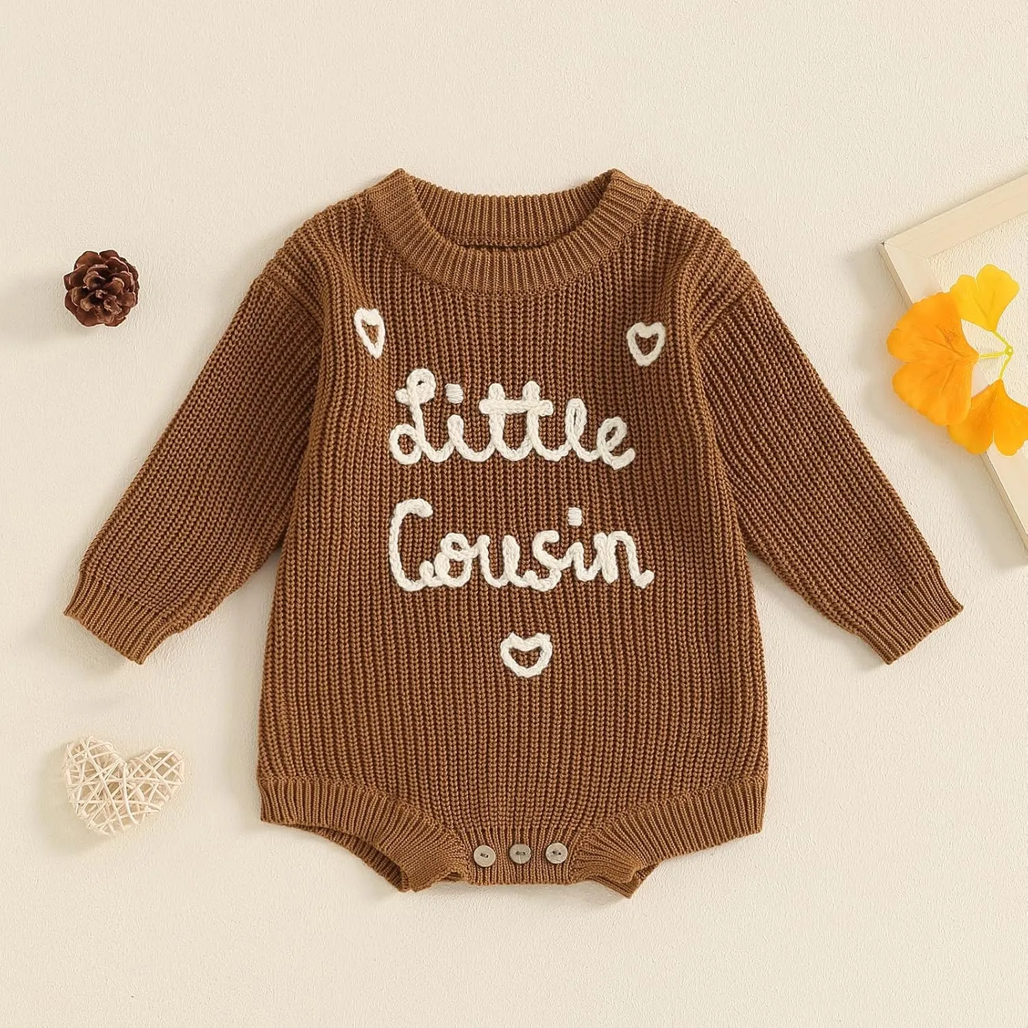 Big Cousin Little Cousin Matching Outfits Newborn Baby Boy Girl Knitted Romper Toddler Chunky Sweater Fall Sweatshirt