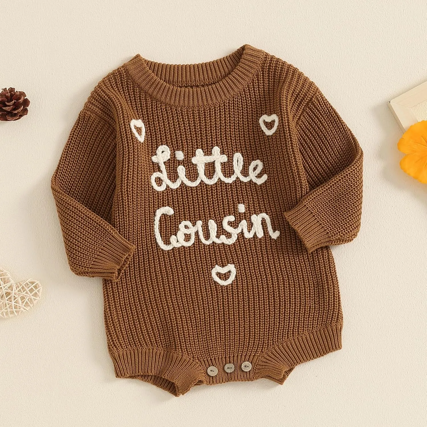 Big Cousin Little Cousin Matching Outfits Newborn Baby Boy Girl Knitted Romper Toddler Chunky Sweater Fall Sweatshirt