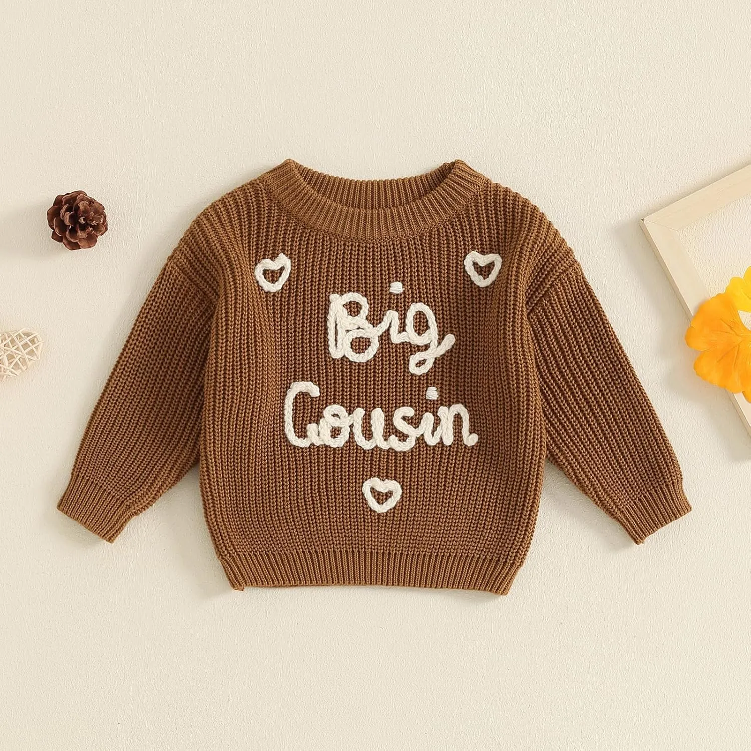 Big Cousin Little Cousin Matching Outfits Newborn Baby Boy Girl Knitted Romper Toddler Chunky Sweater Fall Sweatshirt