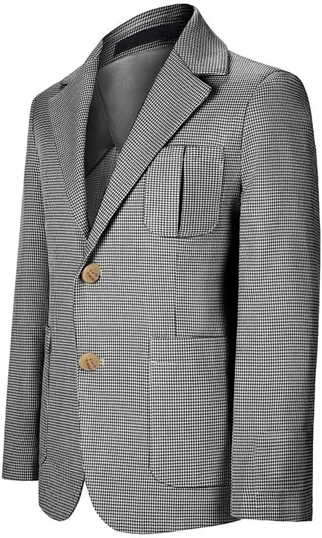 Boy Suit Plaid Blazer 2 Button Coat Stylish Cute Stretch Fabric Notched Lapel Formal Ring Bearer Wedding Homecoming