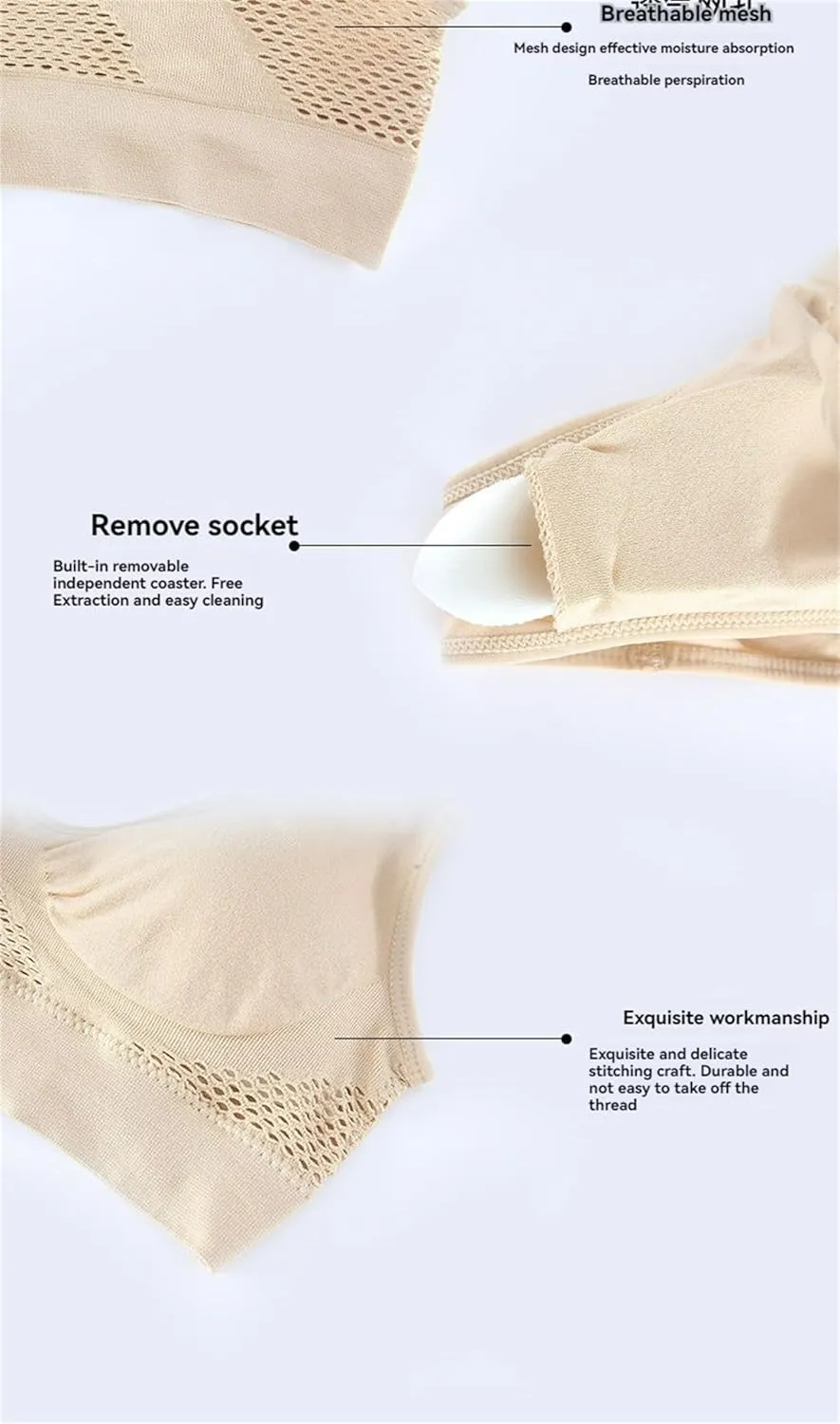 Bras for Women Cool Breathable Lift Up Air Bra Casual Full Support Sports Bra Comfy Mesh No Underwire Underwear