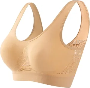 Bras for Women Cool Breathable Lift Up Air Bra Casual Full Support Sports Bra Comfy Mesh No Underwire Underwear