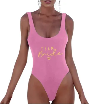 Bride One Piece Swimsuits Women Bridesmaid Bridal Swimwear Sexy Backless Bachelorette Party Bathing Suits Summer Vacation