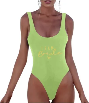 Bride One Piece Swimsuits Women Bridesmaid Bridal Swimwear Sexy Backless Bachelorette Party Bathing Suits Summer Vacation