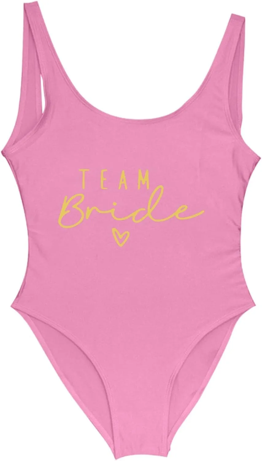 Bride One Piece Swimsuits Women Bridesmaid Bridal Swimwear Sexy Backless Bachelorette Party Bathing Suits Summer Vacation