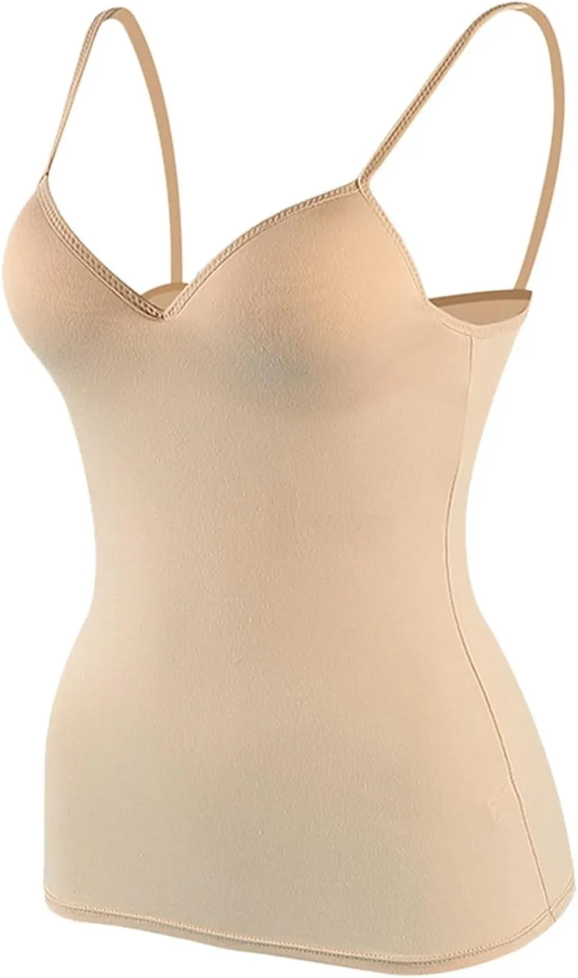 Built in Bra Tank Tops for Women Camisoles Tops Spaghetti Strap Tanks Support Short Cami Casual Breathable Underwear
