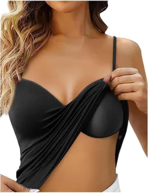 Built in Bra Tank Tops for Women Camisoles Tops Spaghetti Strap Tanks Support Short Cami Casual Breathable Underwear