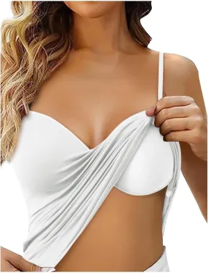 Built in Bra Tank Tops for Women Camisoles Tops Spaghetti Strap Tanks Support Short Cami Casual Breathable Underwear