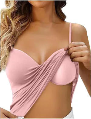 Built in Bra Tank Tops for Women Camisoles Tops Spaghetti Strap Tanks Support Short Cami Casual Breathable Underwear