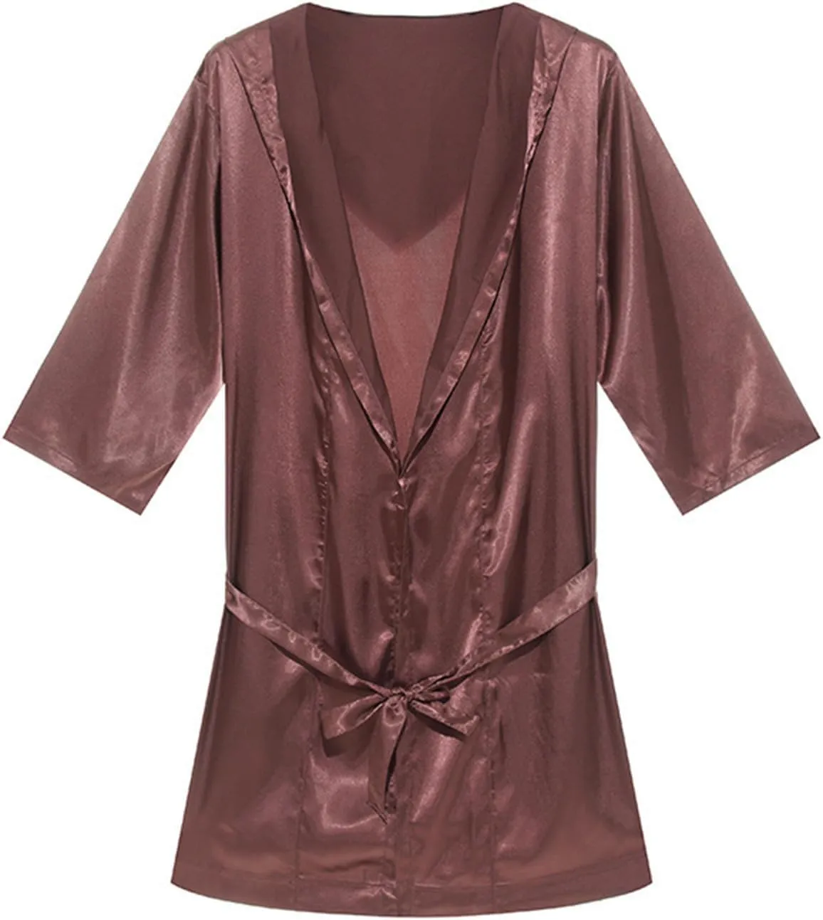 Cambkatl Men's Summer Satin Robe Short Silky Kimono Bathrobe with Hood, Lightweight Soft Loungewear Nightwear