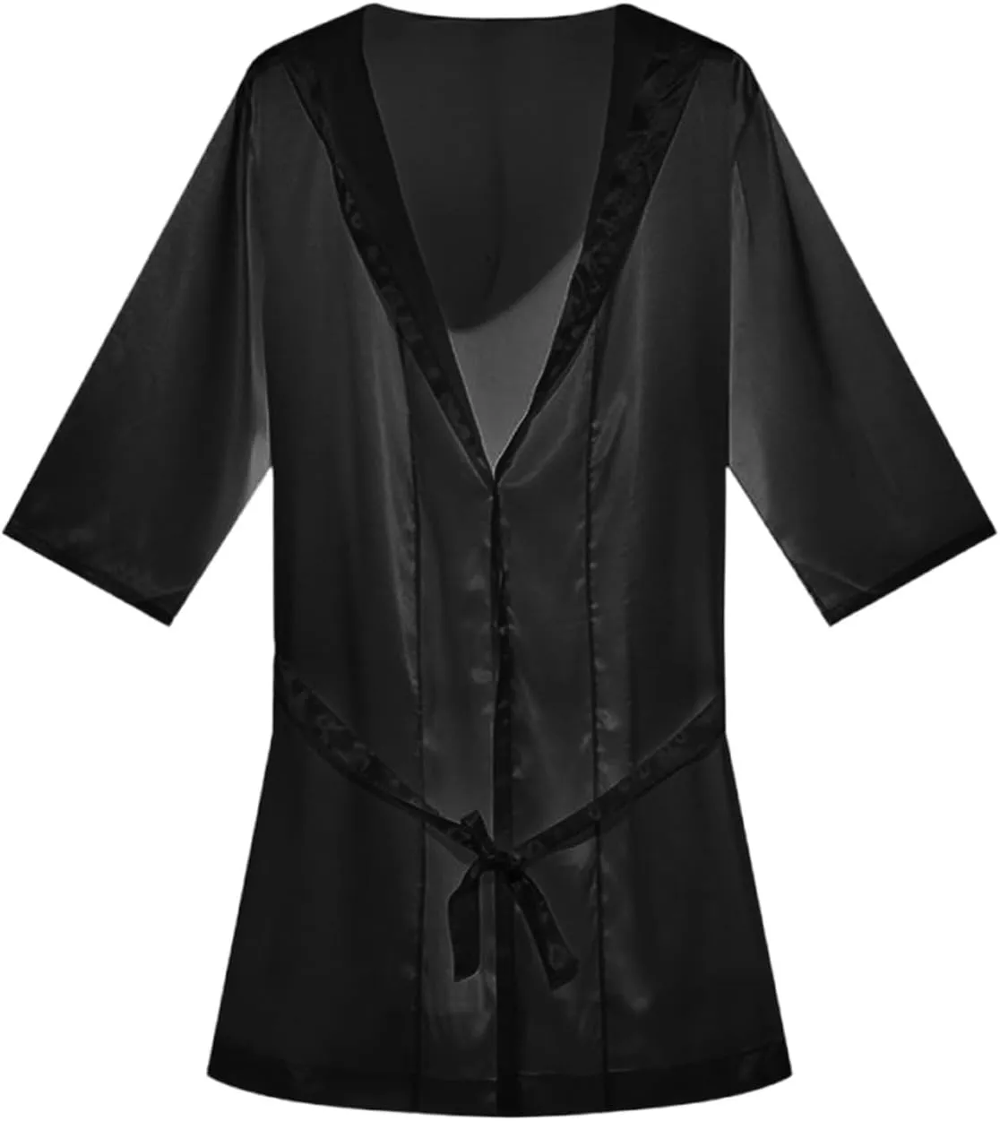 Cambkatl Men's Summer Satin Robe Short Silky Kimono Bathrobe with Hood, Lightweight Soft Loungewear Nightwear