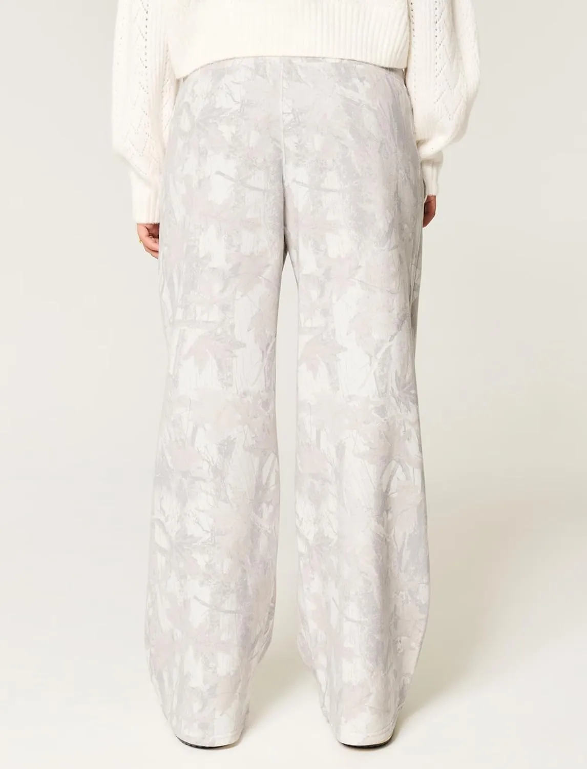 Camo Pants for Women Drawstring Wide Leg Cargo Pants Baggy High Waisted Sweatpants Fleece Y2k Camouflage Jogger Pants