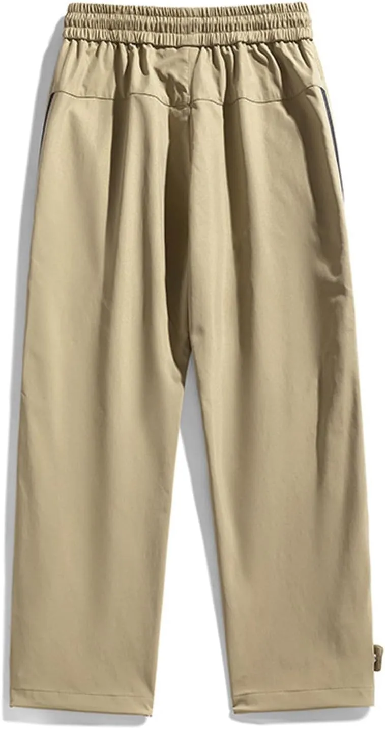 Cargo Jeans for Men Relaxed Fit Elastic Waist Drawstring Pants Straight Leg Tactical Pants Outdoor Work Trousers