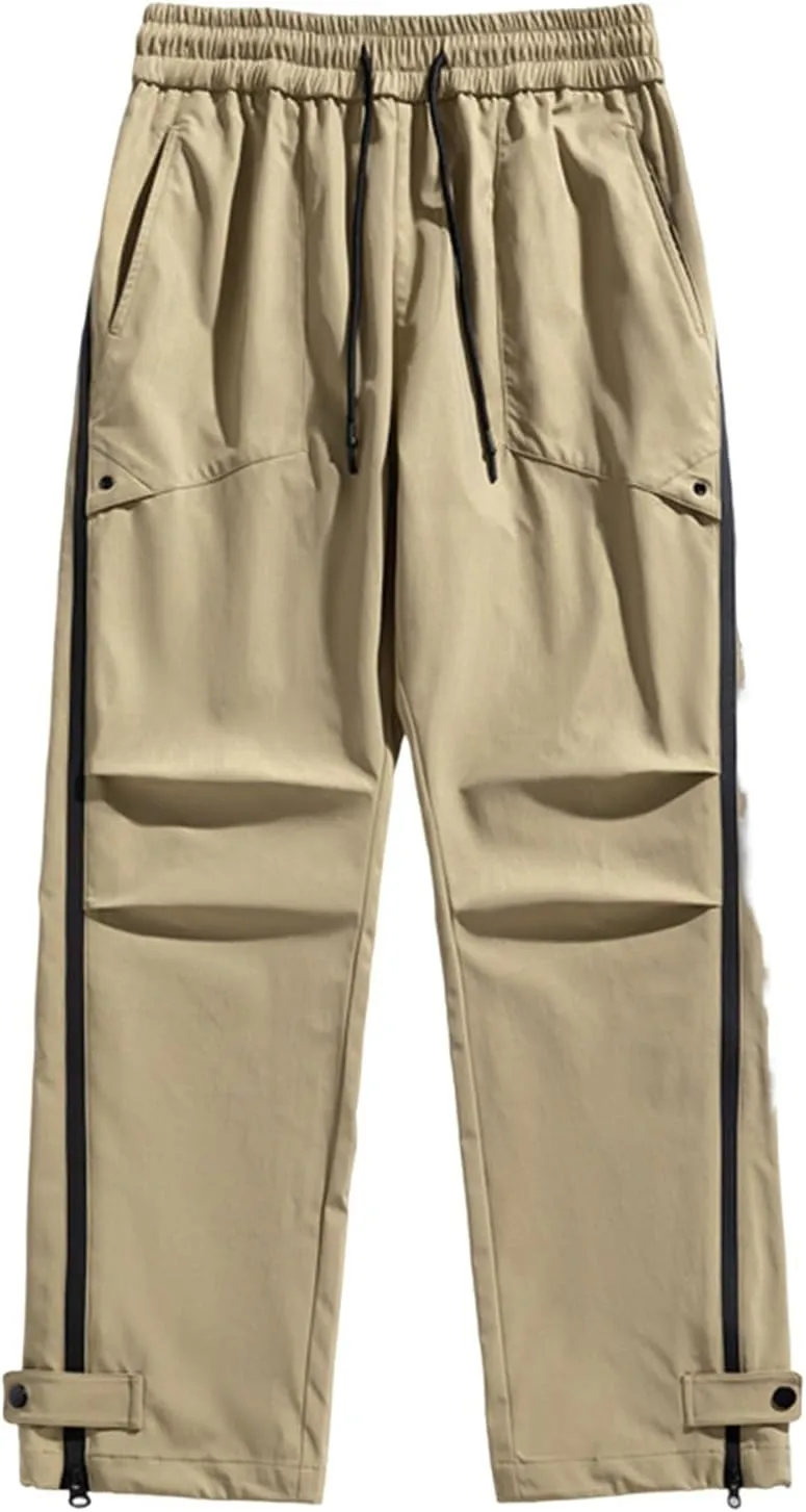 Cargo Jeans for Men Relaxed Fit Elastic Waist Drawstring Pants Straight Leg Tactical Pants Outdoor Work Trousers