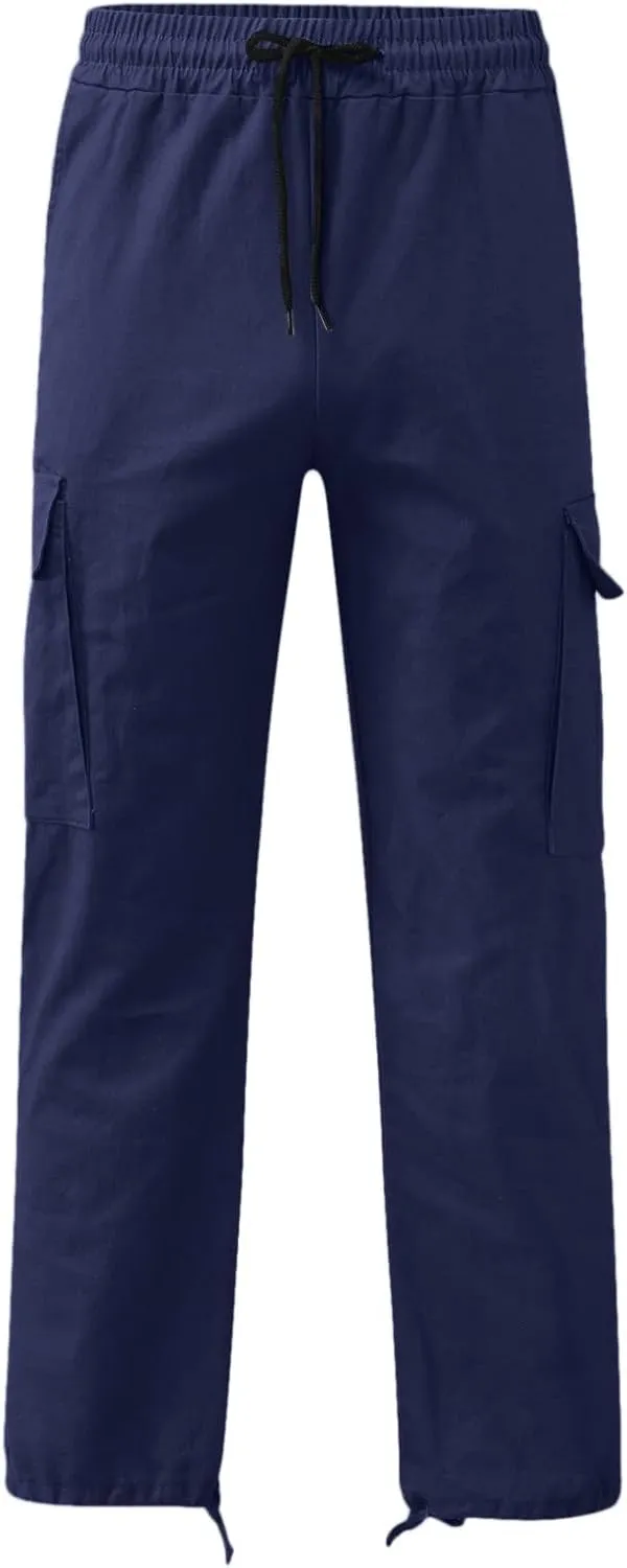Cargo Work Pants for Men Elastic Waist Plus Size Baggy Hiking Athletic Pants with Multi Pockets Outdoor Tactical Pant