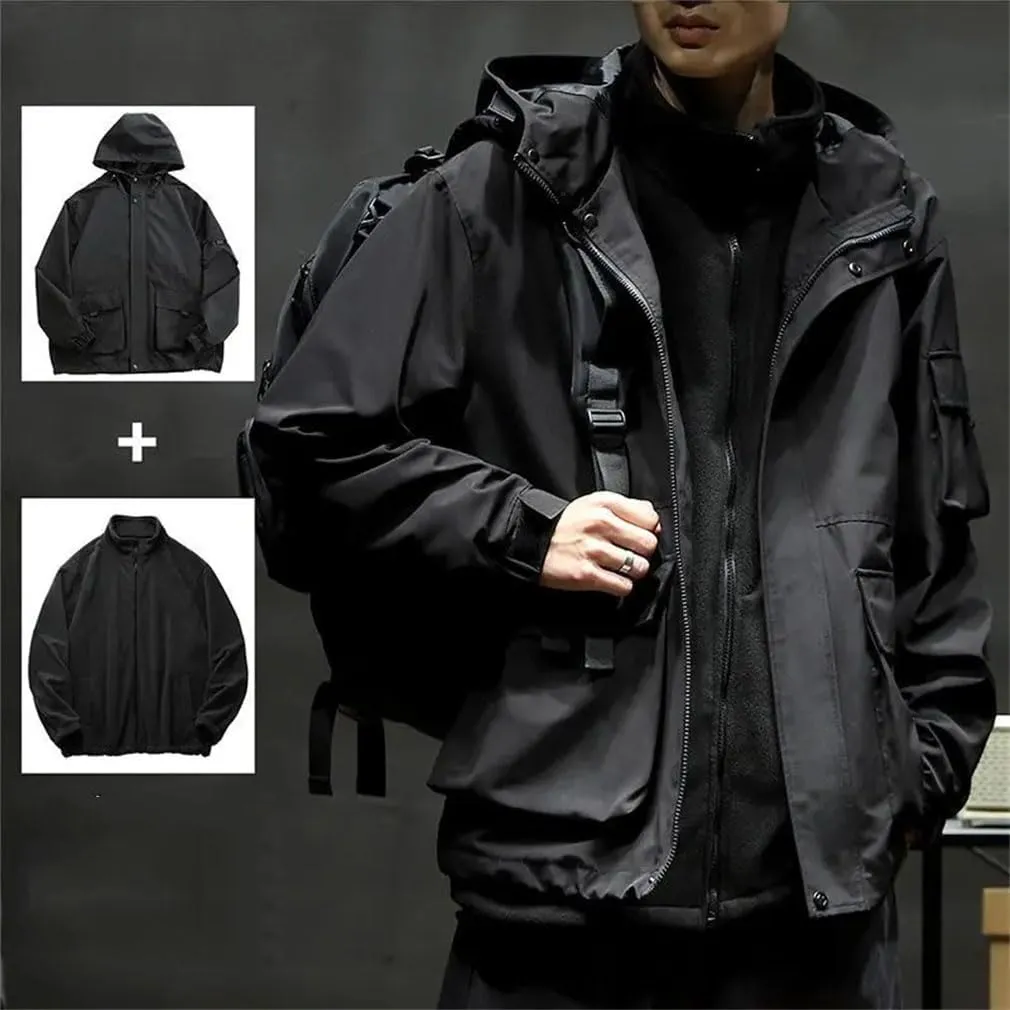 Casual Jackets For Men Detachable Jacket For Men Cotton Padded Jackets Zip Up Coat With Pocket