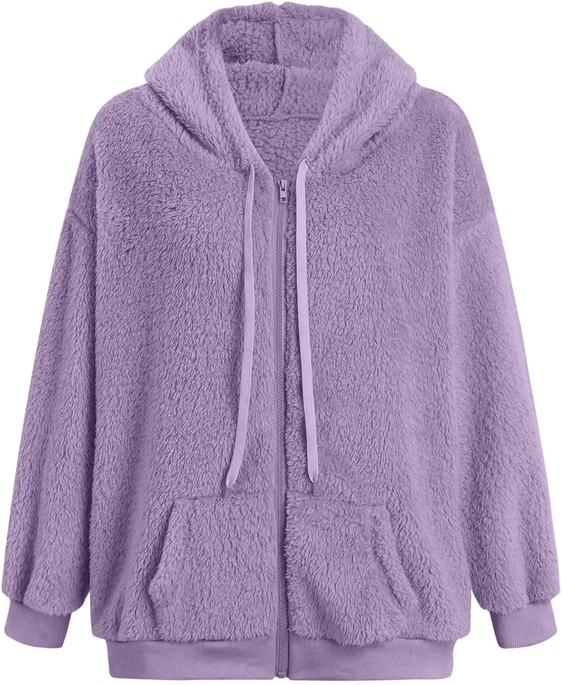 Ceboyel Women 2023 Fleece Oversized Jacket Long Sleeve Casual Fall Hoodie Full Zip Up Sweatshirt Winter Coats Outerwear