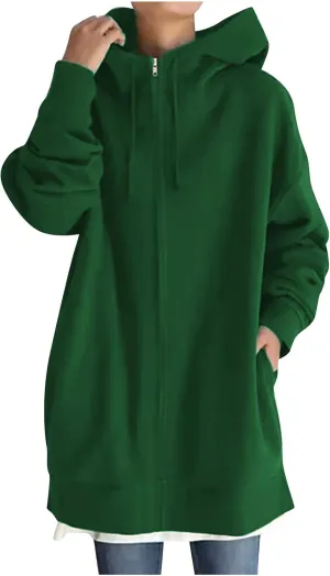 Ceboyel Women Oversized Sweatshirt Loose Fit Full Zip Up Fashion Long Hoodies Trendy Y2K Jackets Winter Outfits Clothes 2023