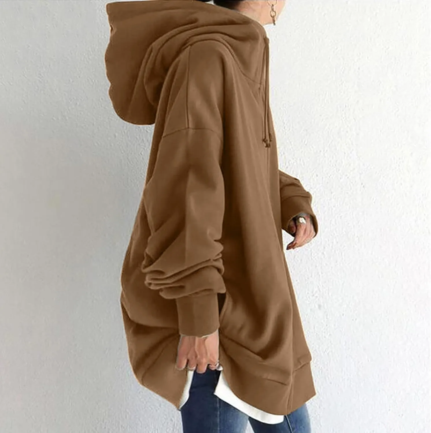 Ceboyel Women Oversized Sweatshirt Loose Fit Full Zip Up Fashion Long Hoodies Trendy Y2K Jackets Winter Outfits Clothes 2023