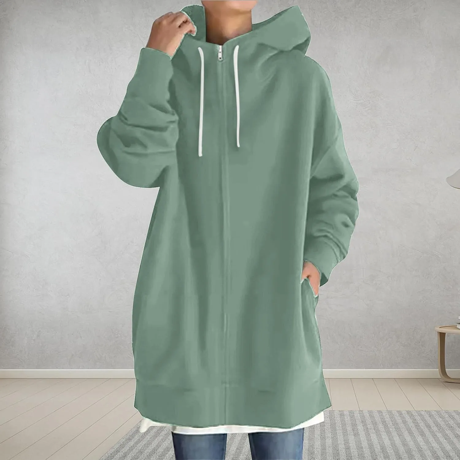 Ceboyel Women Oversized Sweatshirt Loose Fit Full Zip Up Fashion Long Hoodies Trendy Y2K Jackets Winter Outfits Clothes 2023
