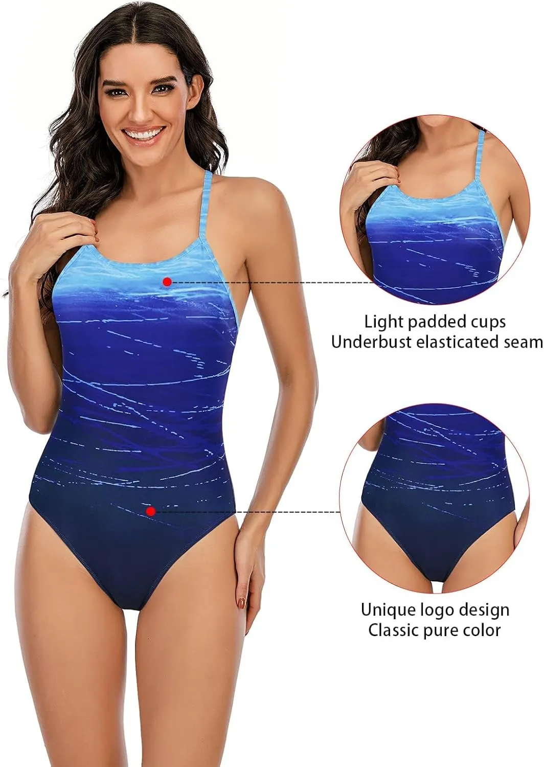 Century Star One Piece Swimsuit Women Bathing Suit for Teens one Piece Juniors Athletic Adjustable Strap One Piece Swimsuit