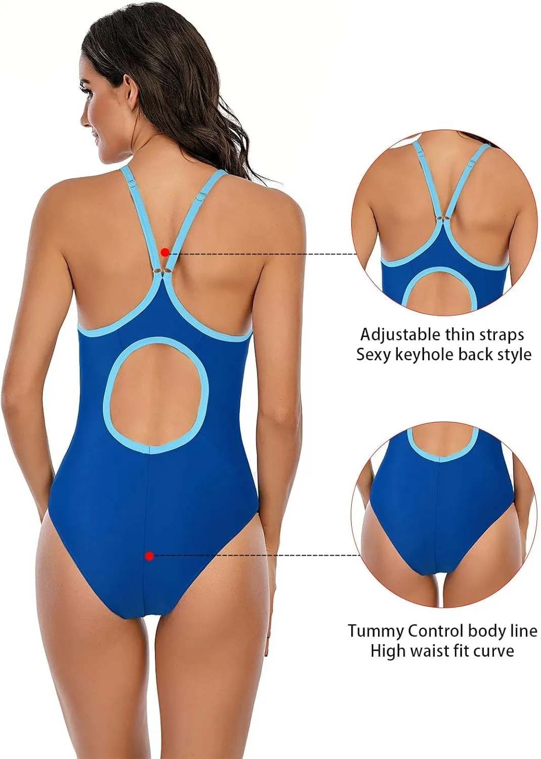 Century Star One Piece Swimsuit Women Bathing Suit for Teens one Piece Juniors Athletic Adjustable Strap One Piece Swimsuit