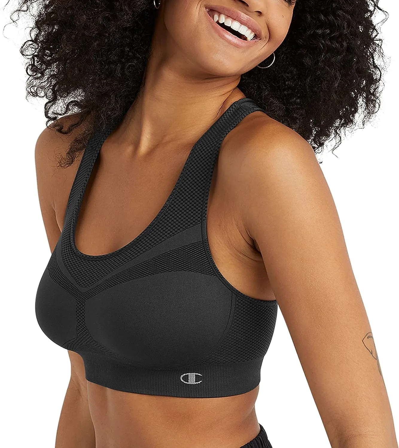 Champion Women's Sports Bra, Infinity Racerback, Moderate Support, Seamless Sports Bra for Women