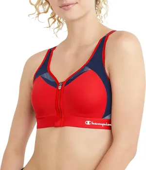 Champion Women's Sports Bra, Motion Control Zip High-impact Sports Bra, Wirefree Bra for Women