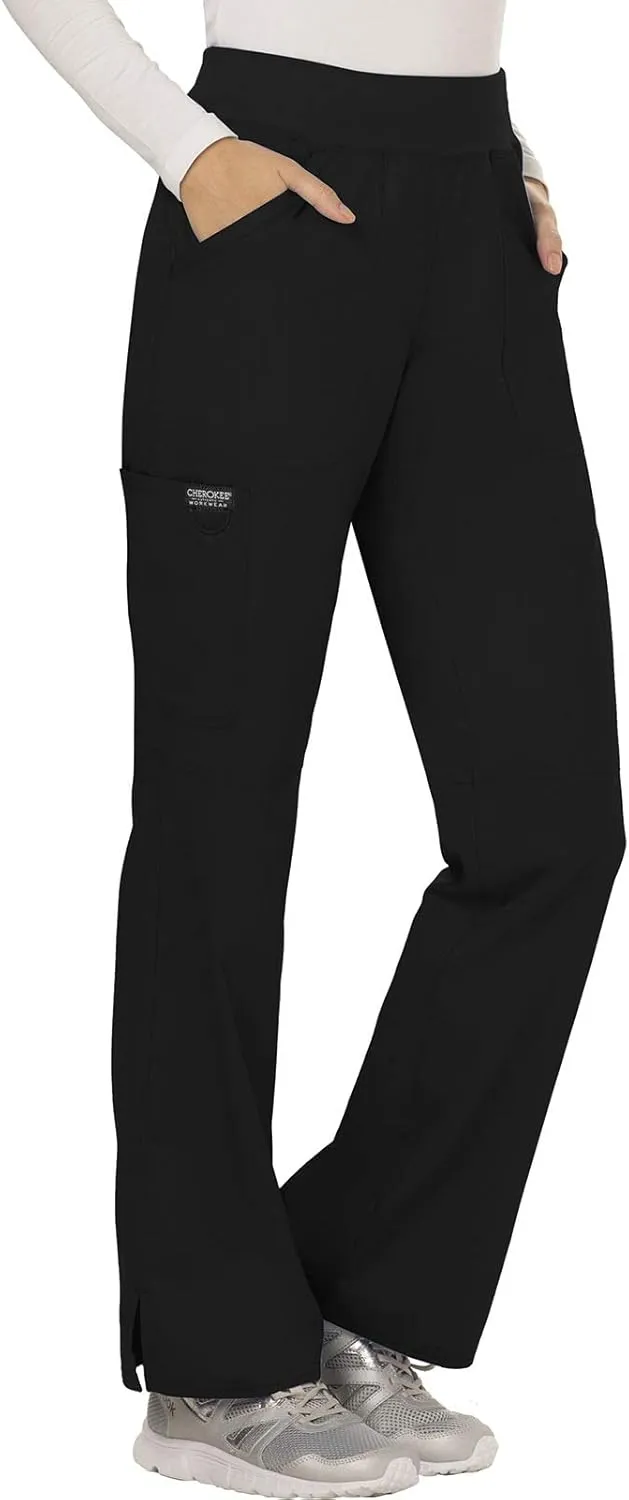 Cherokee Women Scrub Pant with Straight Leg Pull-on Pant Medical Bottom with 4 Pocket & 2-Way Stretch Fabric - WW110