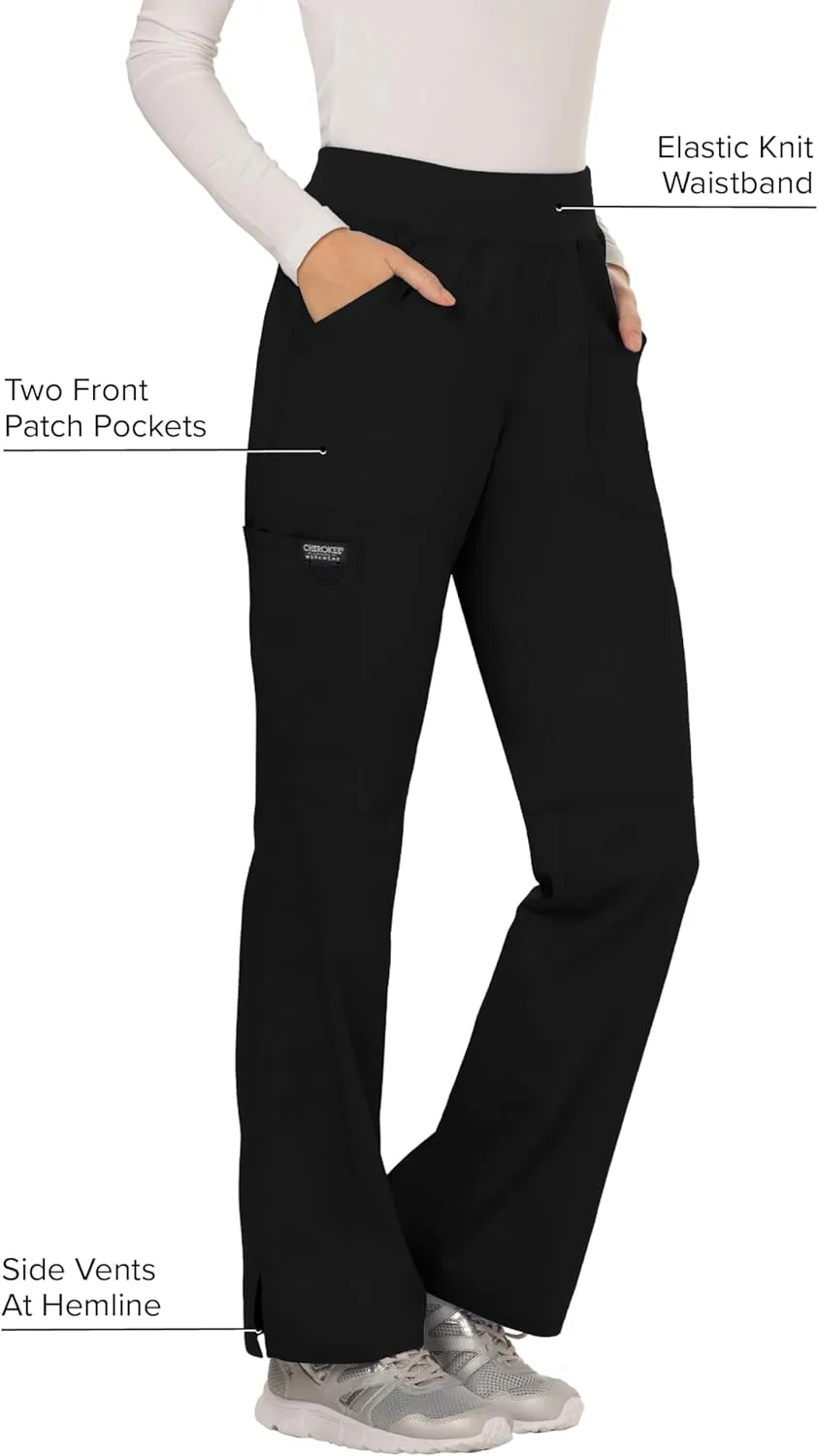 Cherokee Women Scrub Pant with Straight Leg Pull-on Pant Medical Bottom with 4 Pocket & 2-Way Stretch Fabric - WW110
