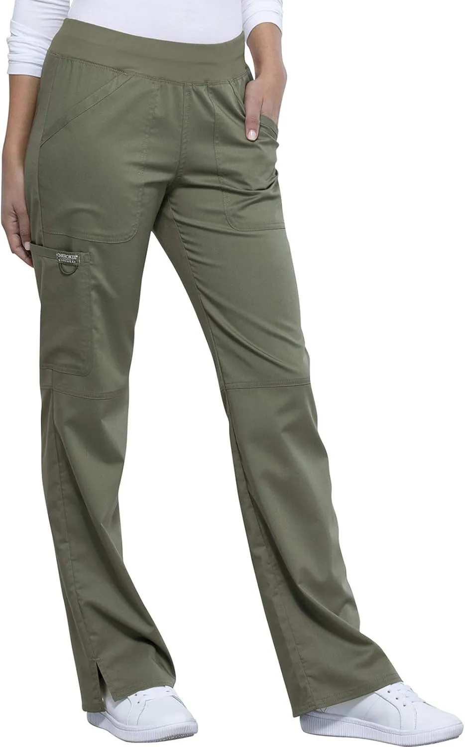 Cherokee Women Scrub Pant with Straight Leg Pull-on Pant Medical Bottom with 4 Pocket & 2-Way Stretch Fabric - WW110